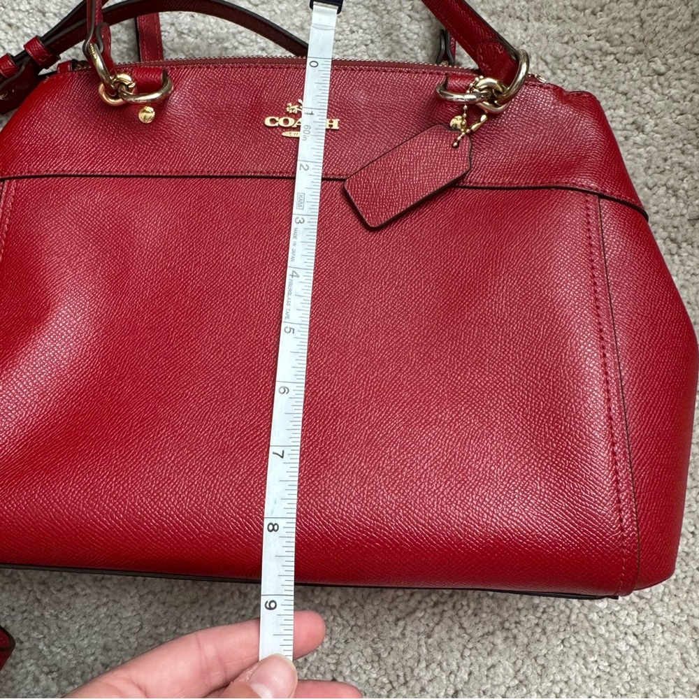Coach Brooke Carryall Red Crossgrain Leather Shoulder and Crossbody Purse - Picture 10 of 11